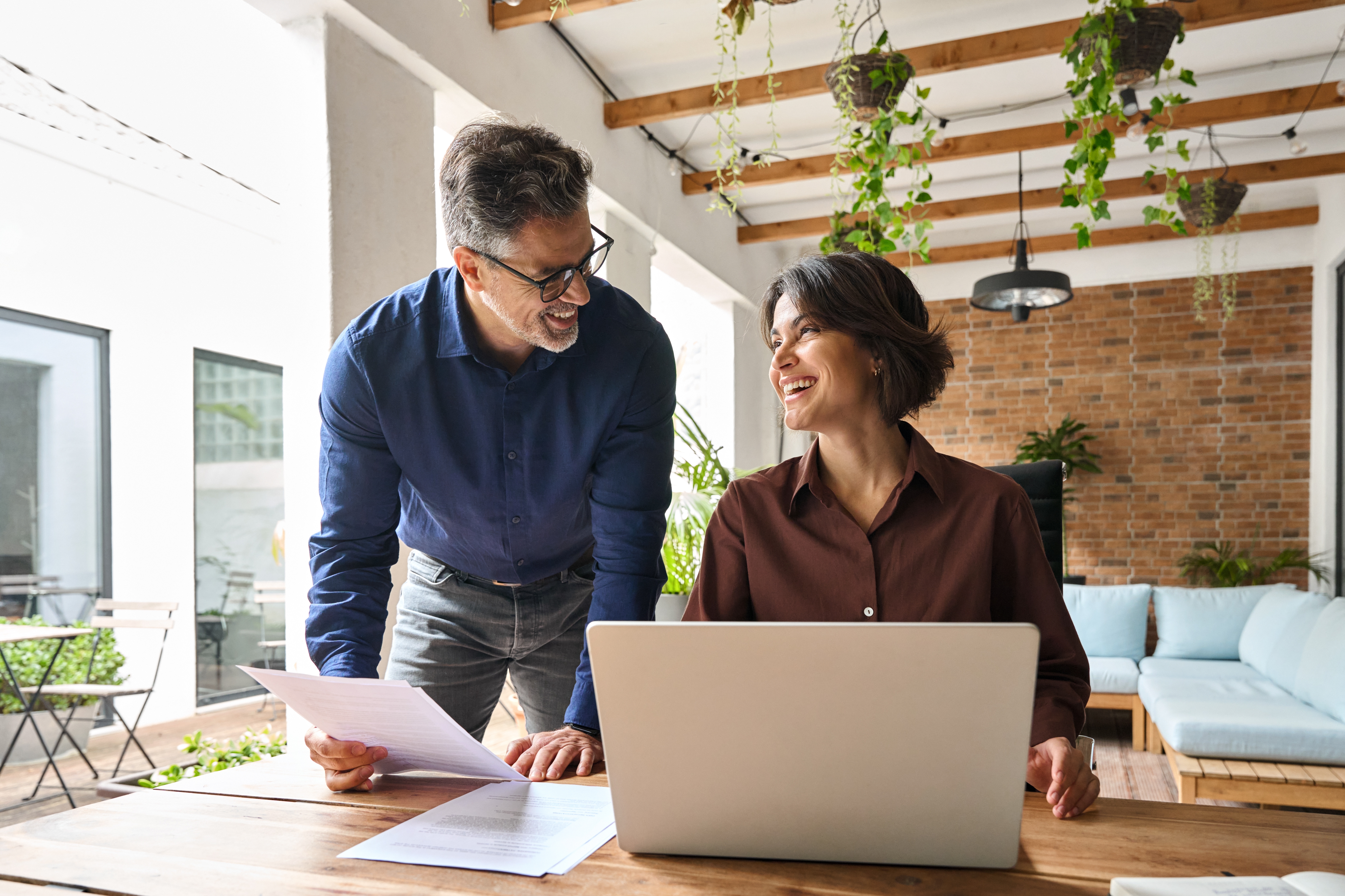 Employees collaborating